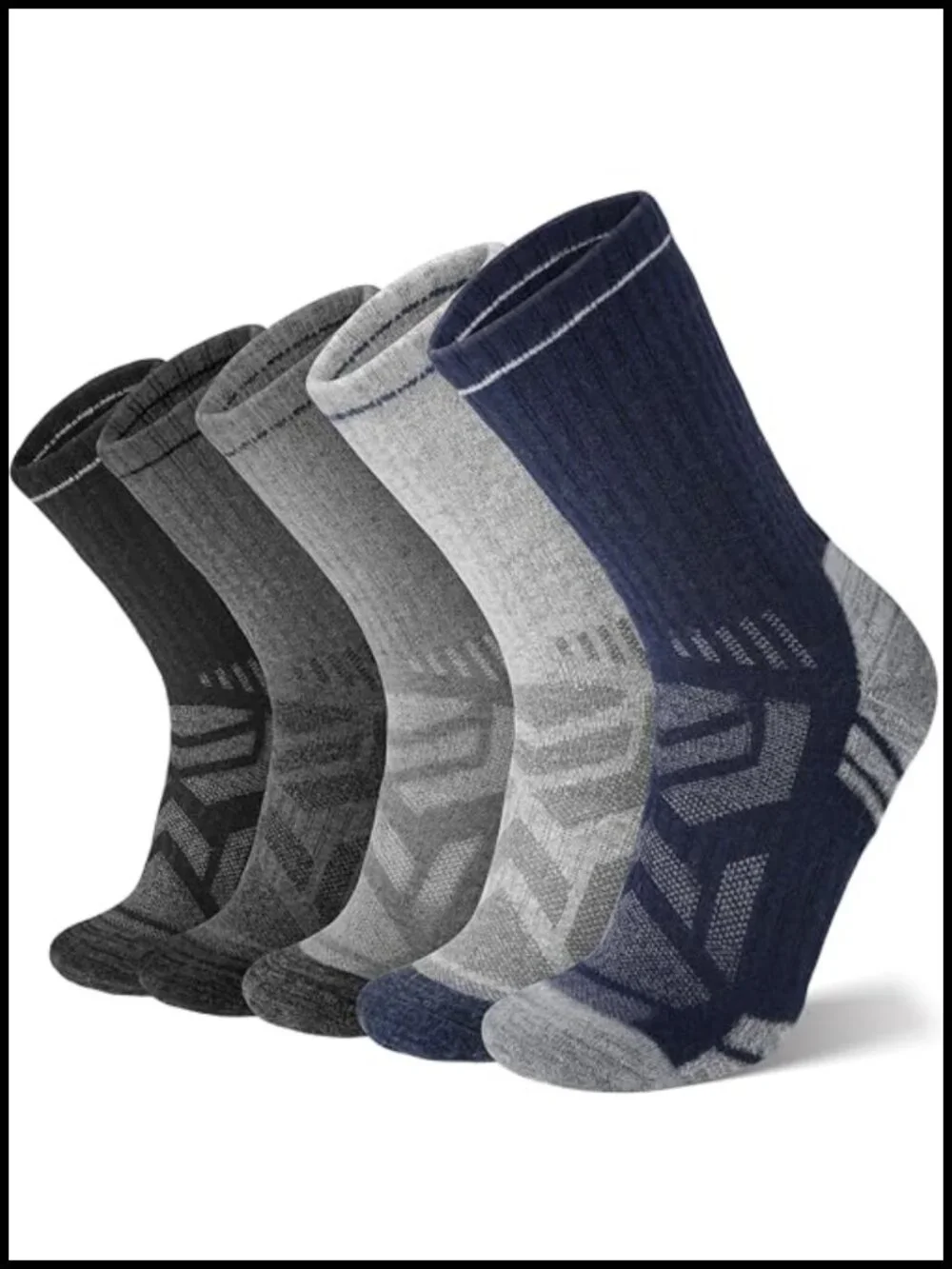 Merino Wool Hiking Socks 5 Pairs Men Women Thermal Moisture Wicking Crew